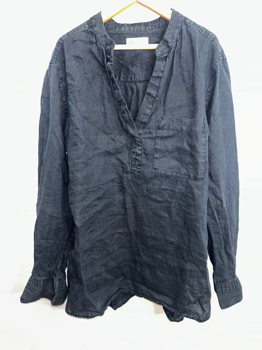 Black linen blouse- adult L