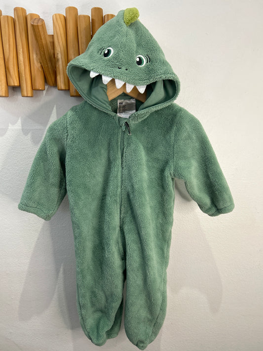 Green dino fleece bunting 2-6m