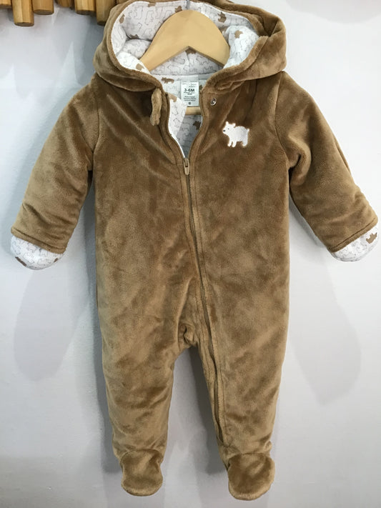 Brown bear fluffy bunting 3-6m