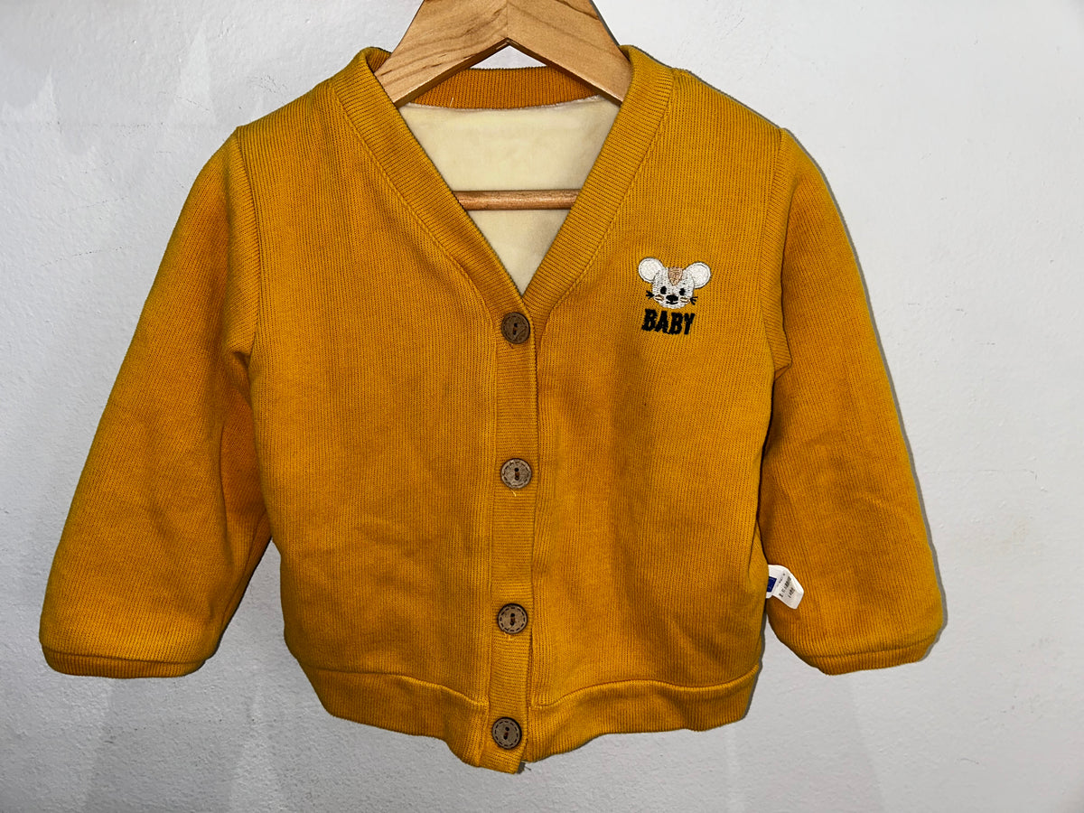Fleece lined yellow cardigan 2y