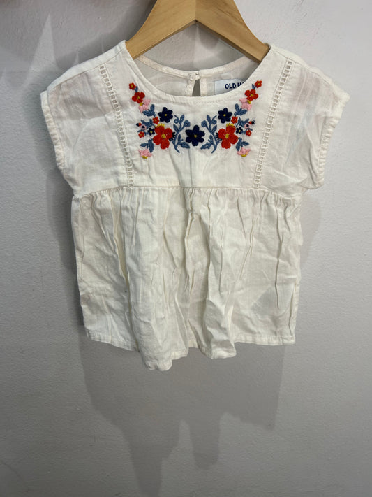 Embroidery flowers a-line blouse 2y