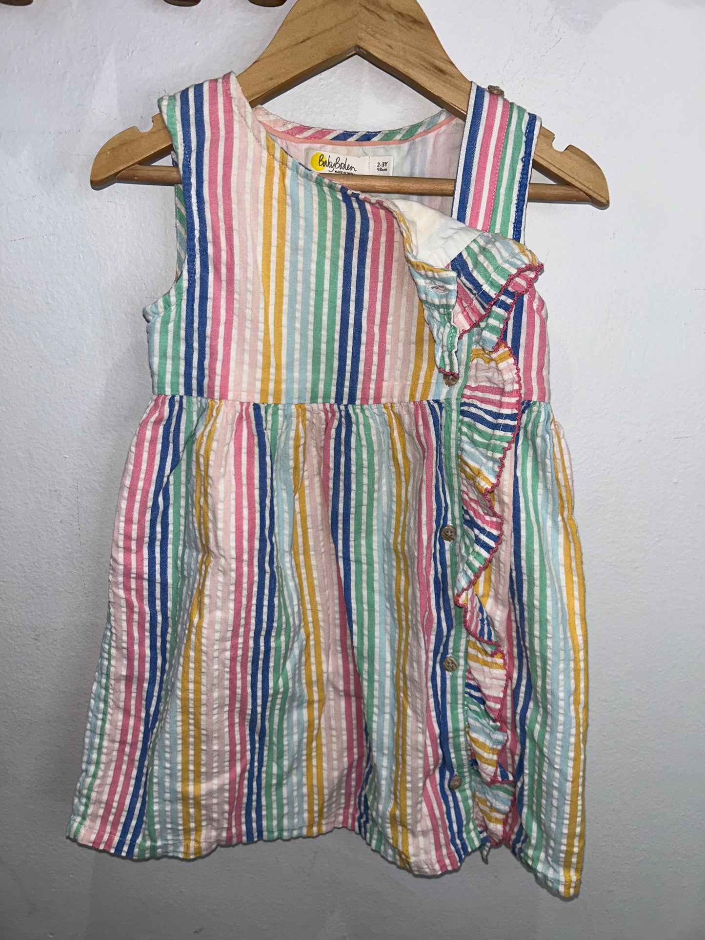 Mini Boden vertical stripes dress 2-3y