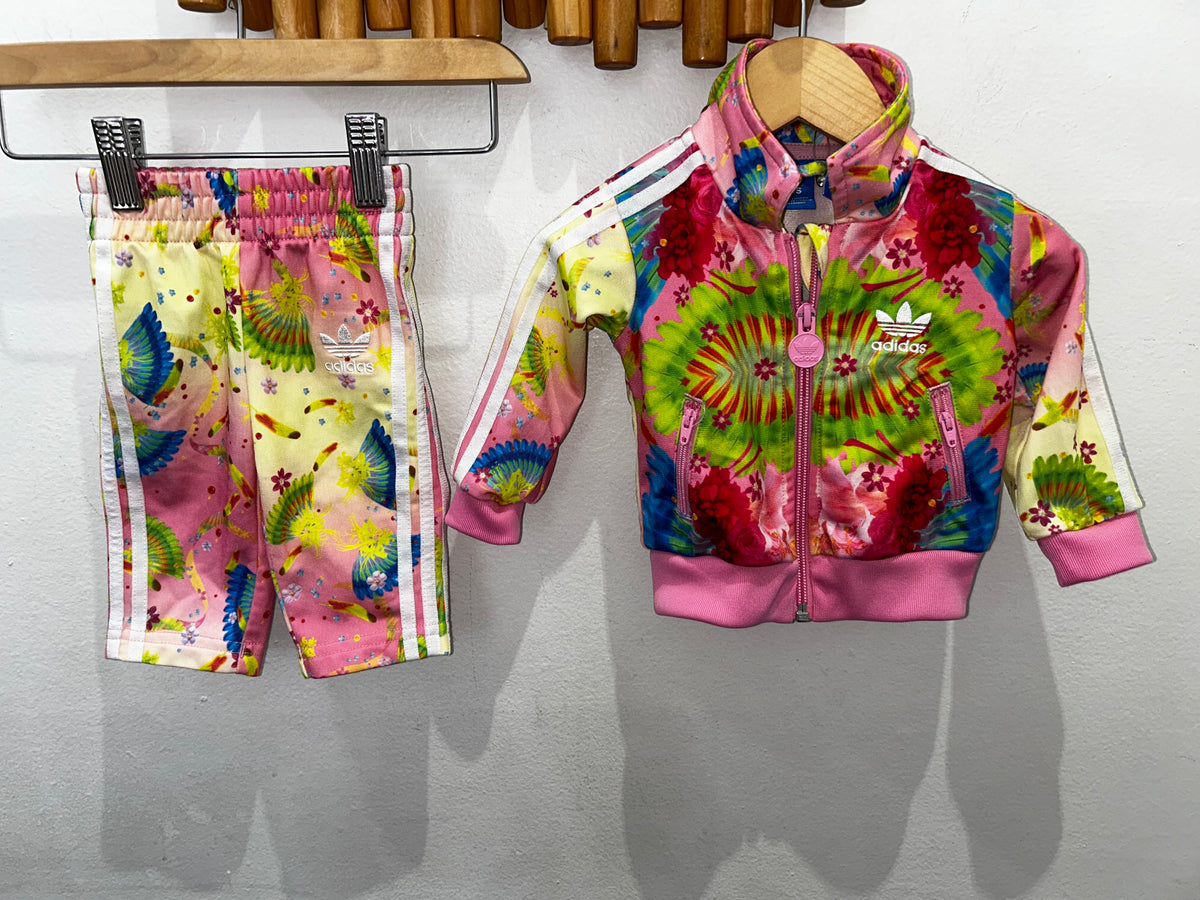 Adidas floral jogger set 0-3m