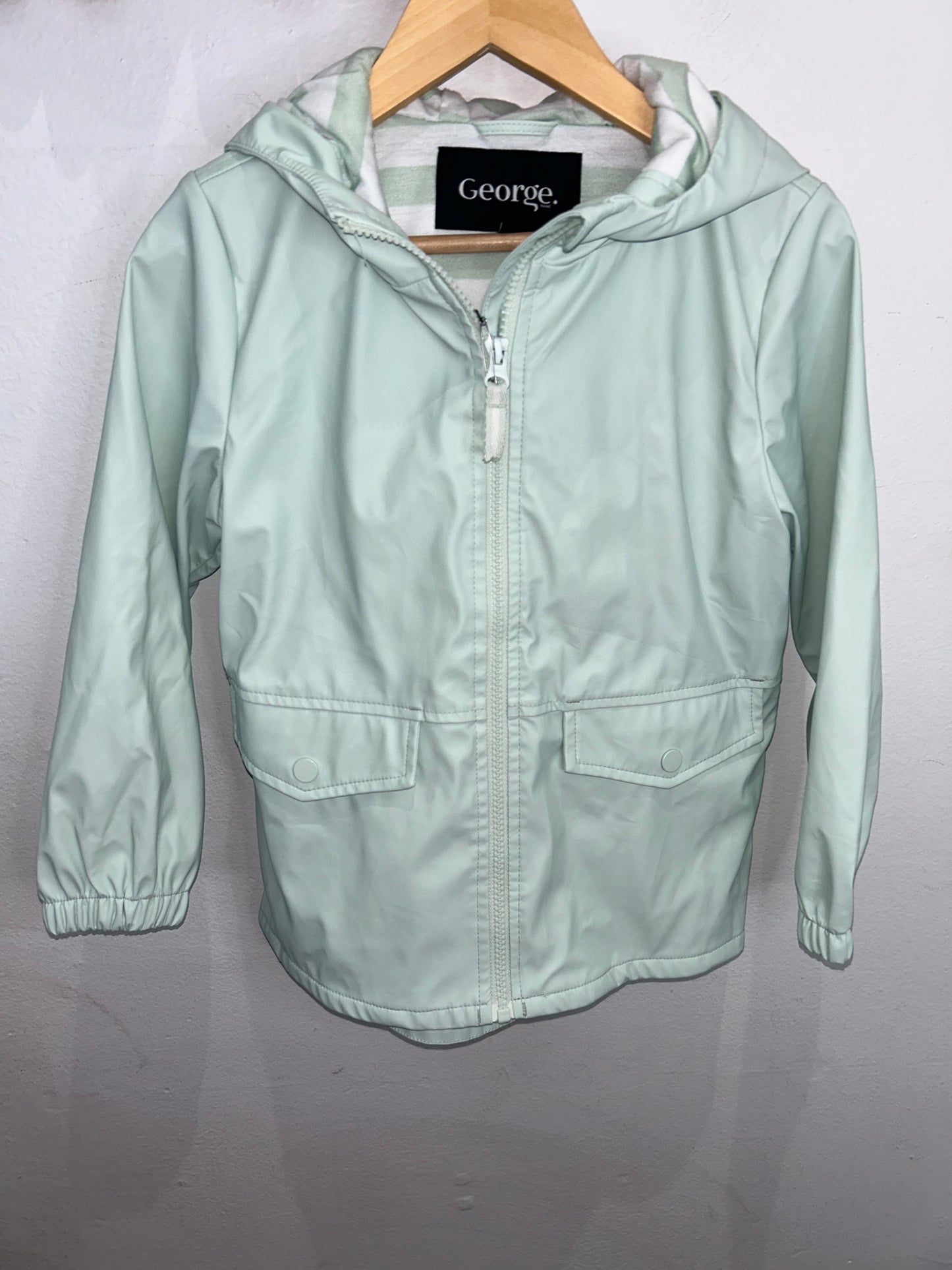 Mint cotton-lined rainjacket 6y