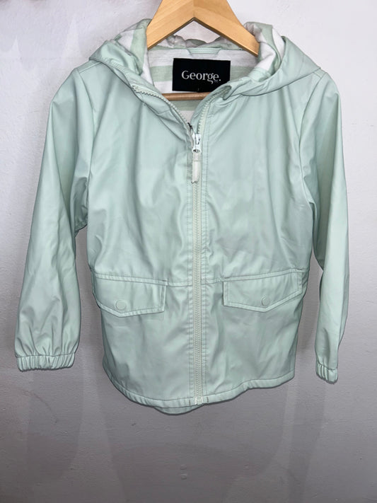 Mint cotton-lined rainjacket 6y