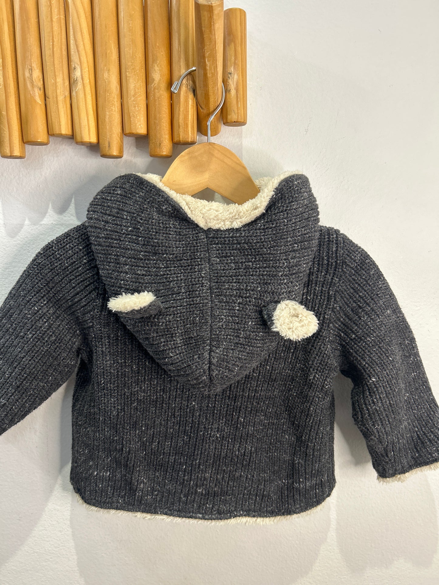 Furry ash button sweatshirt 12-18m