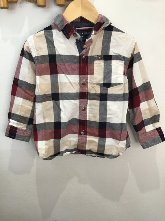 Beige and maroon checkered shirt 2y