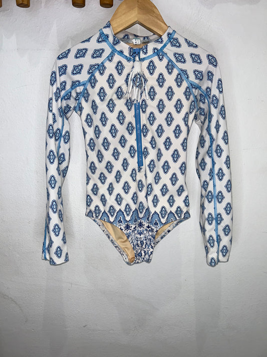 Light blue pattern swimsuit 4y