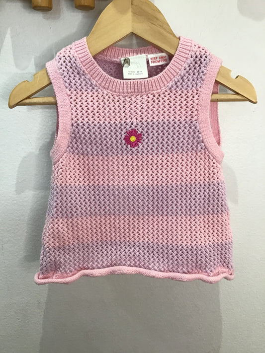 Pink crochet vest 3y