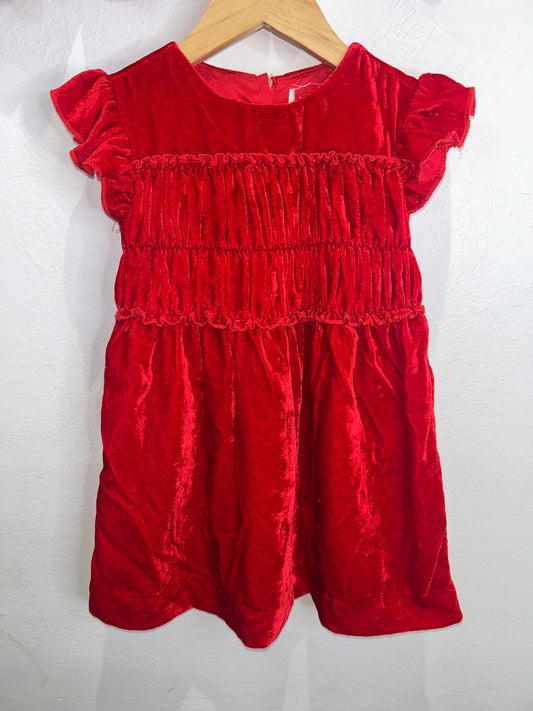 Hatley tomato red velvet dress 2y