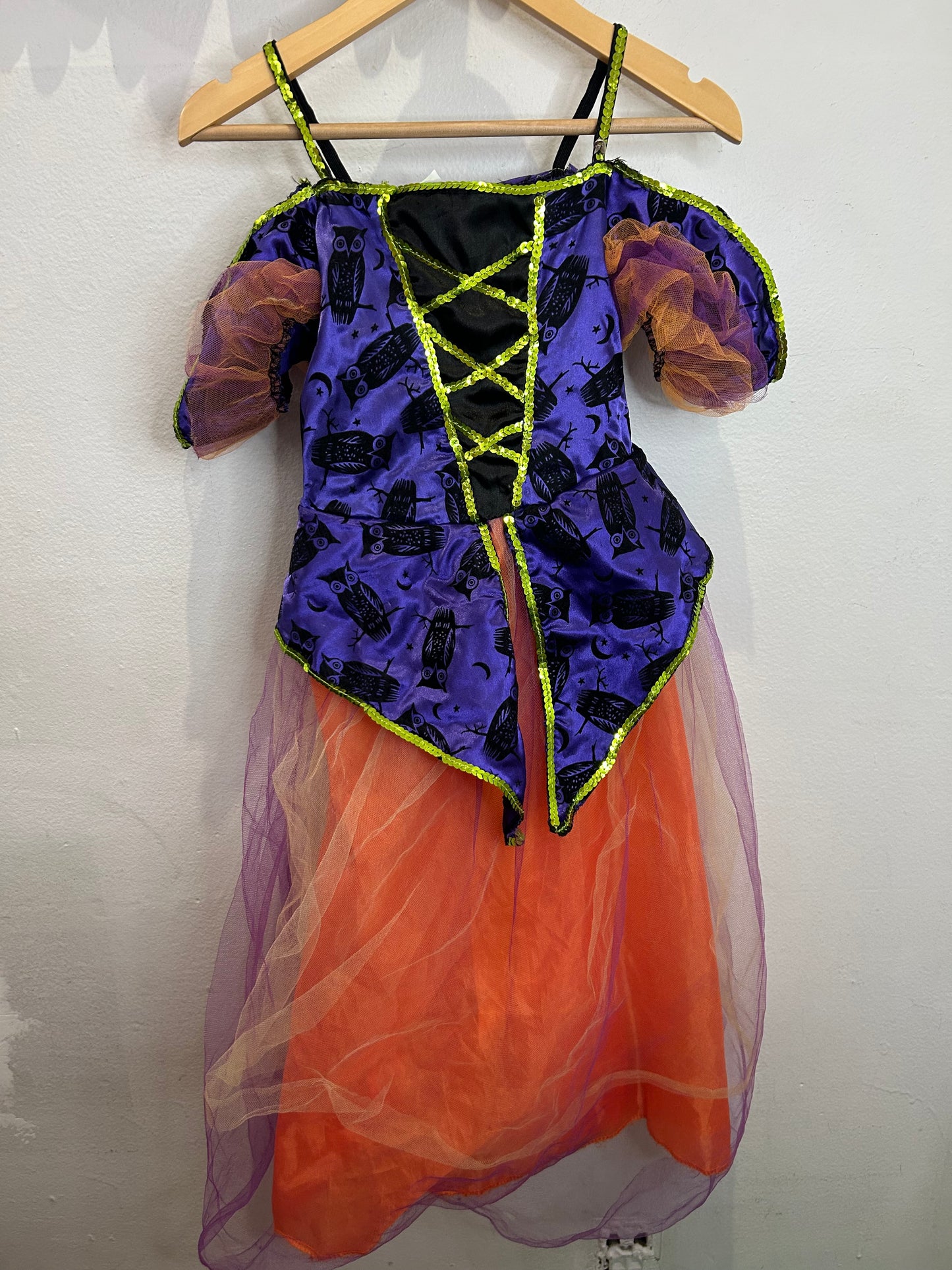 Orange and purple witch costume 6-8y