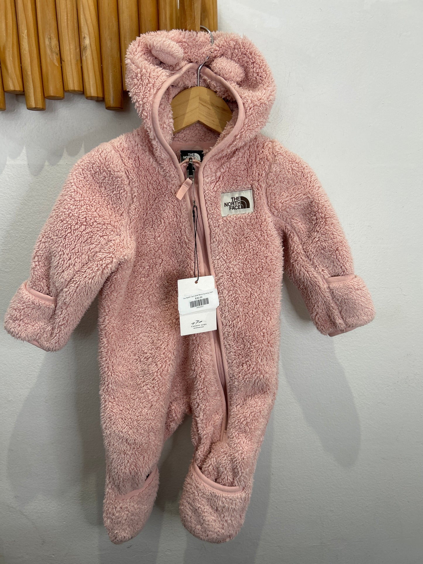 The North Face pink fleece bunting 3-6m