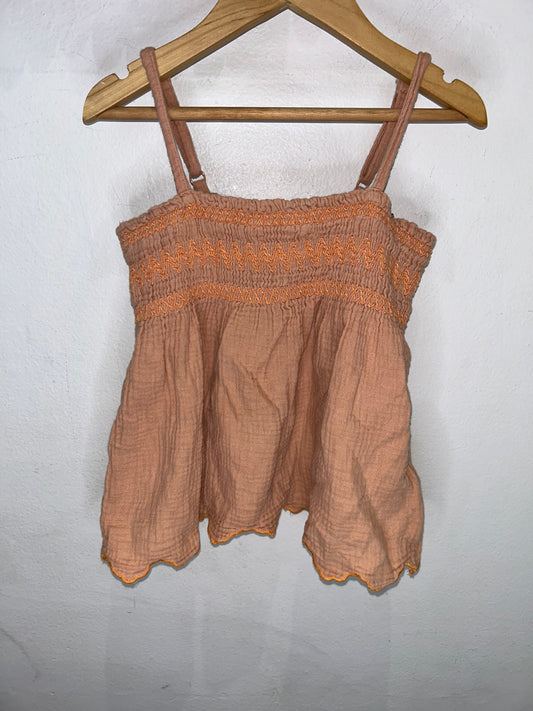 Orange smocked tanktop 7-8y