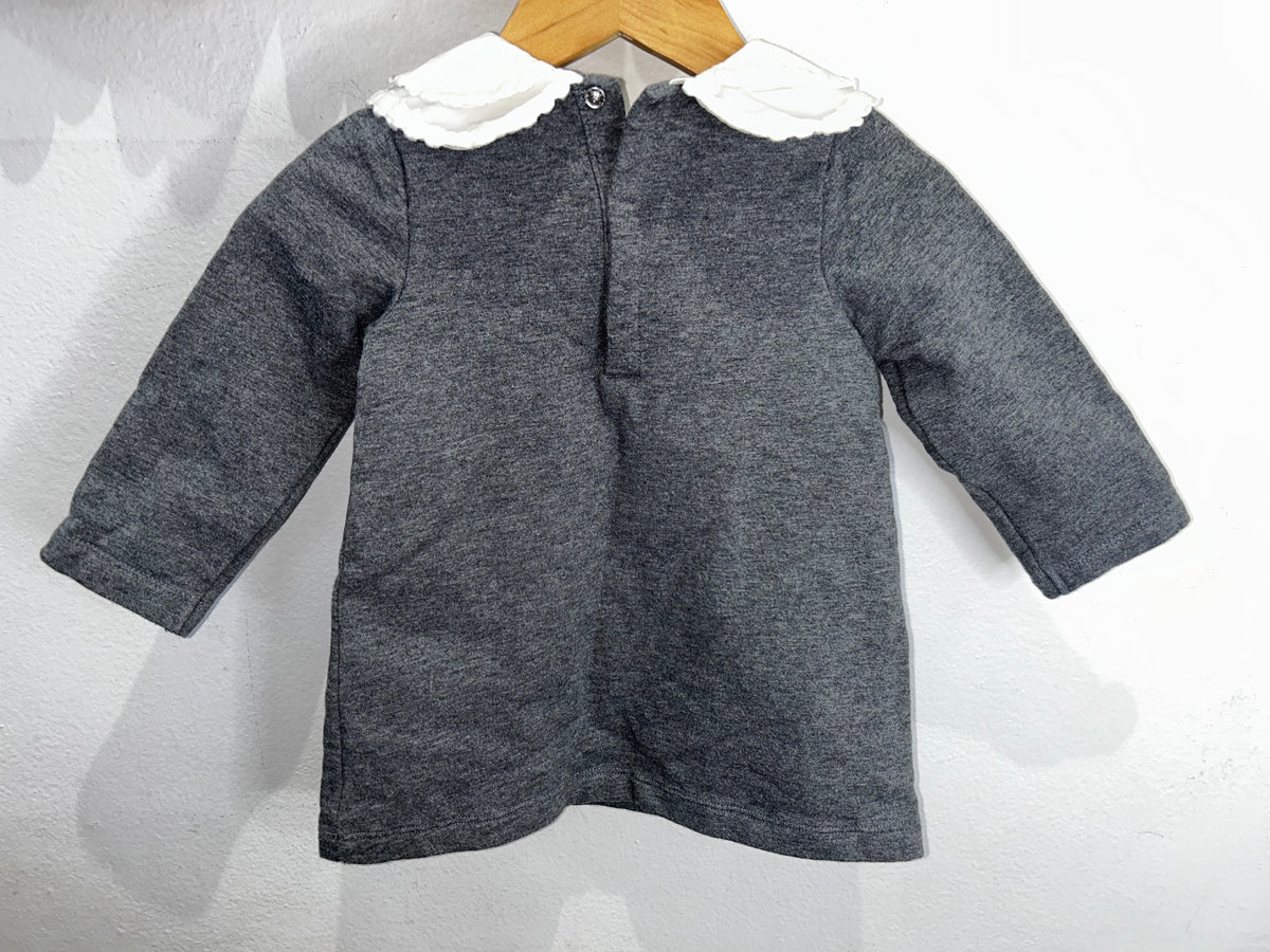 Jacadi grey collar dress 12-18m