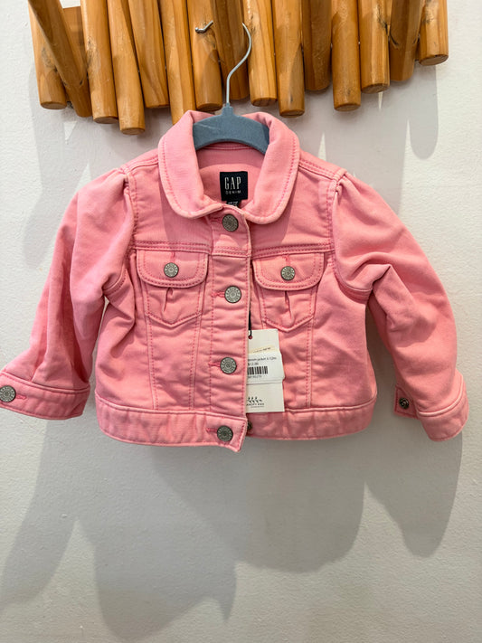 Pink strethy denim jacket 6-12m