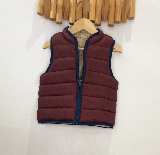 Maroon teddy puffer vest 18-24m