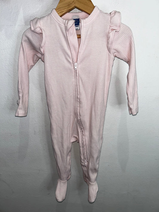 Light pink ribbed sleeper 6-9m