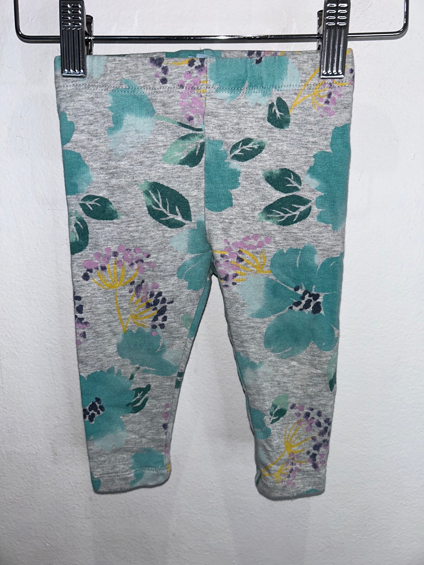 Grey painted flowers leggings 12-18m