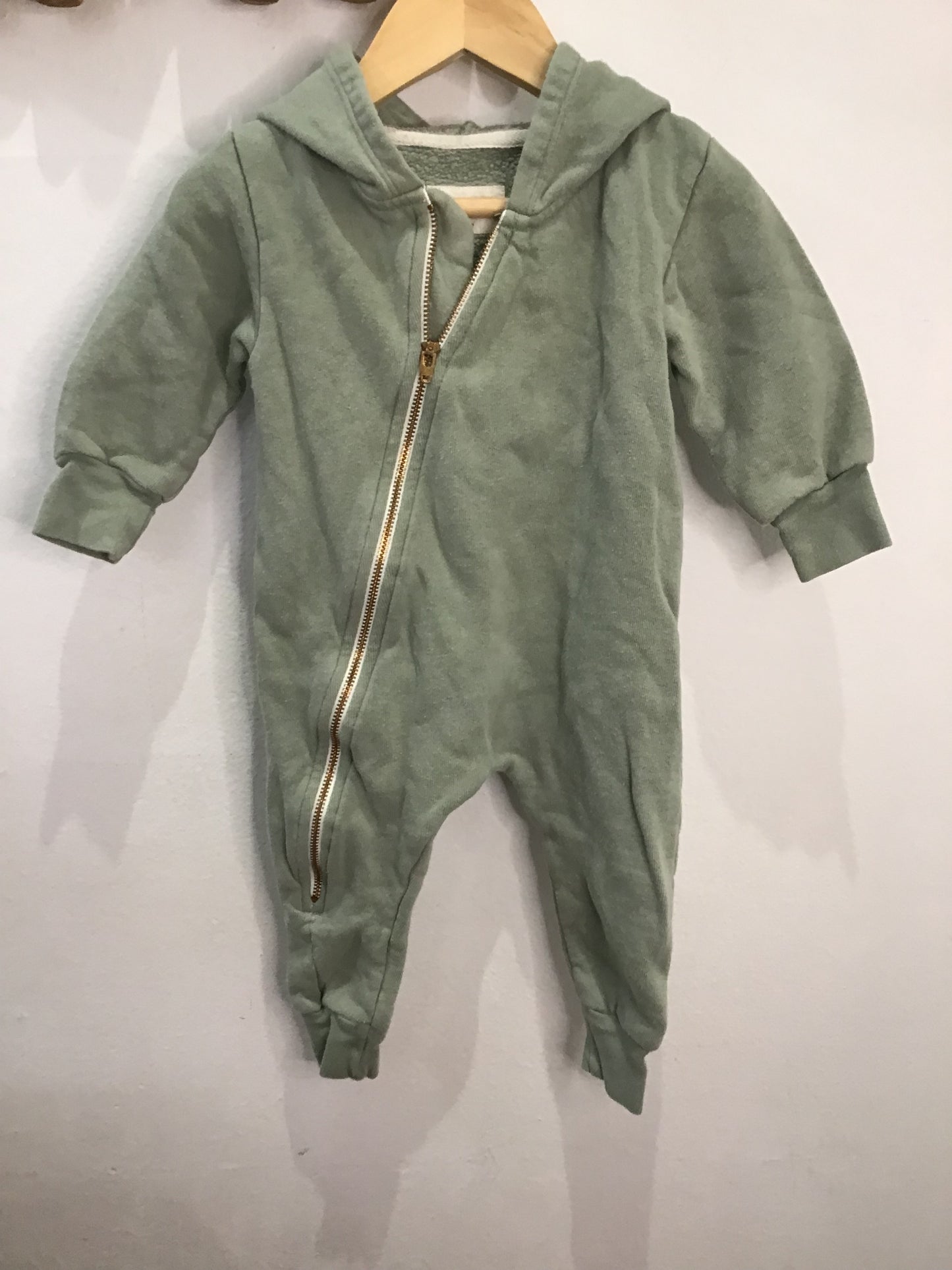 Minimioche sage green biker romper 3-6m
