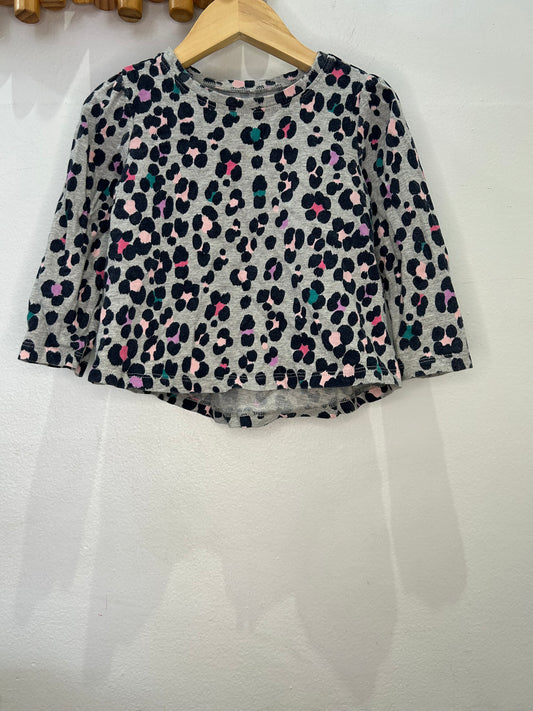 Leopard grey longsleeve 2y