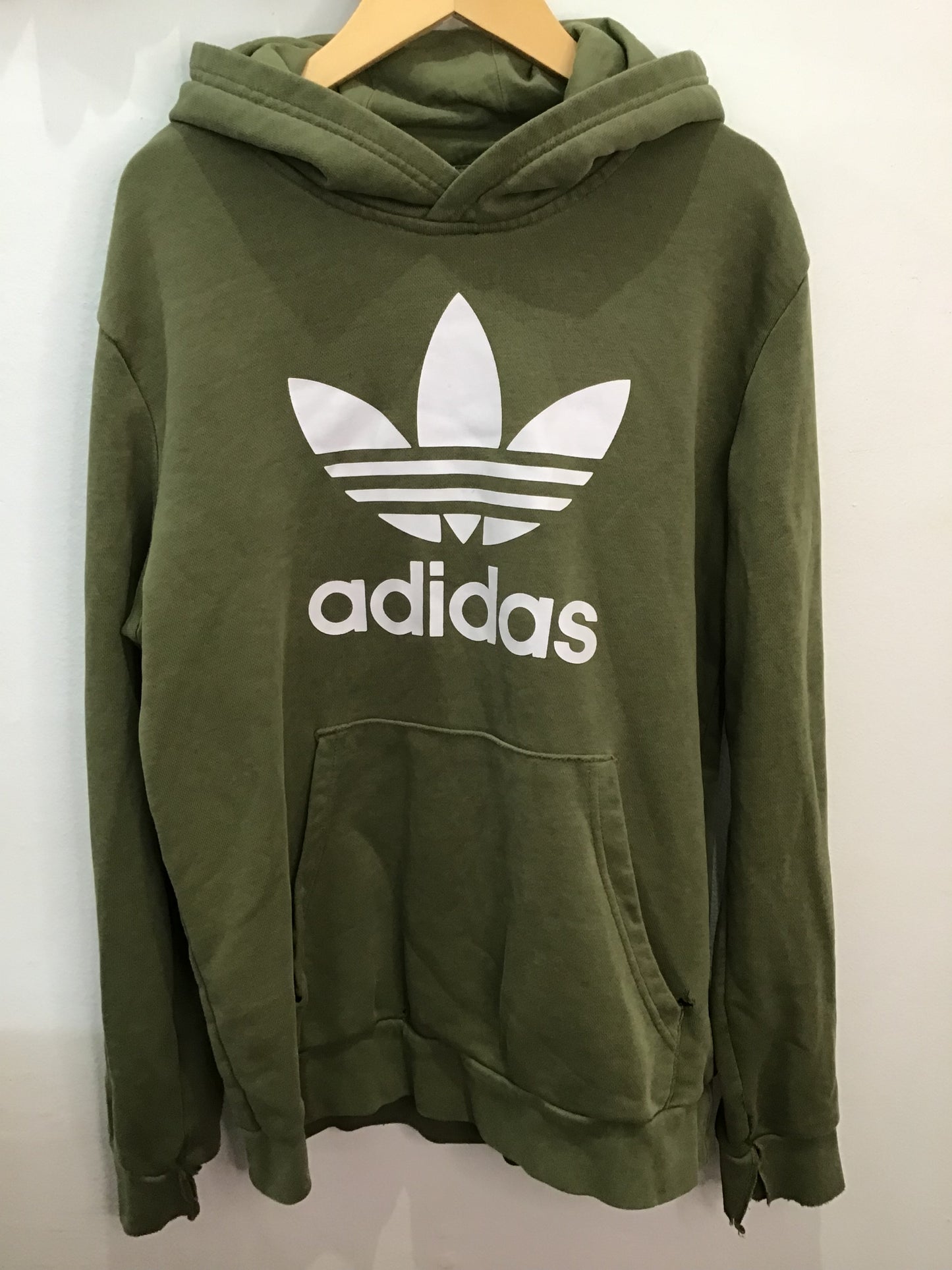 Olive green Adidas hoodie 13-14y