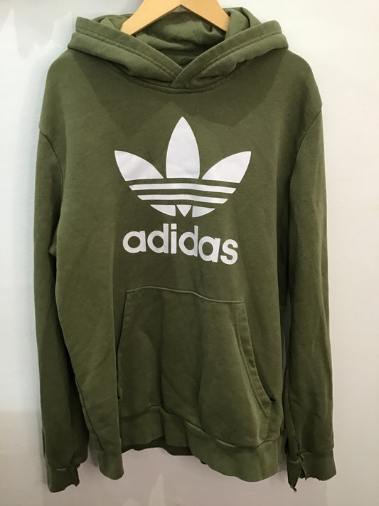 Olive green Adidas hoodie 13-14y