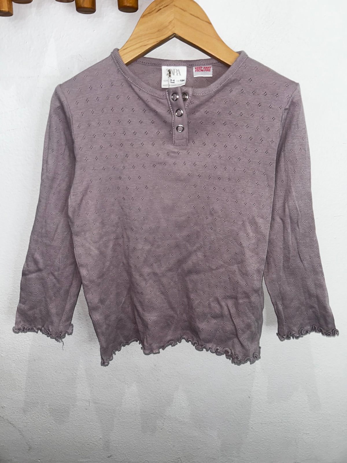 Light purple henley 3-4y