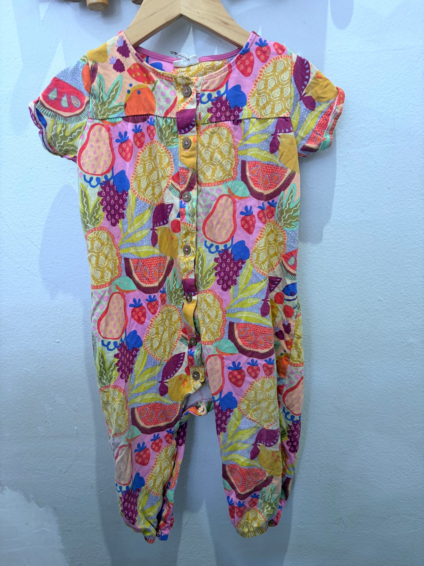 Modern art fruits romper 12-18m