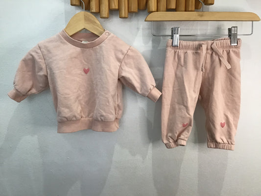 Pink little heart joggers set 2-4m