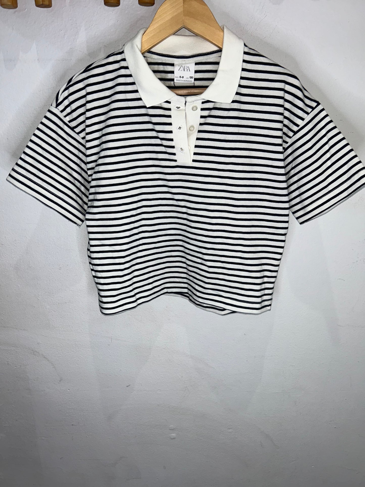 Black Stripes Collared Tee 8-9y
