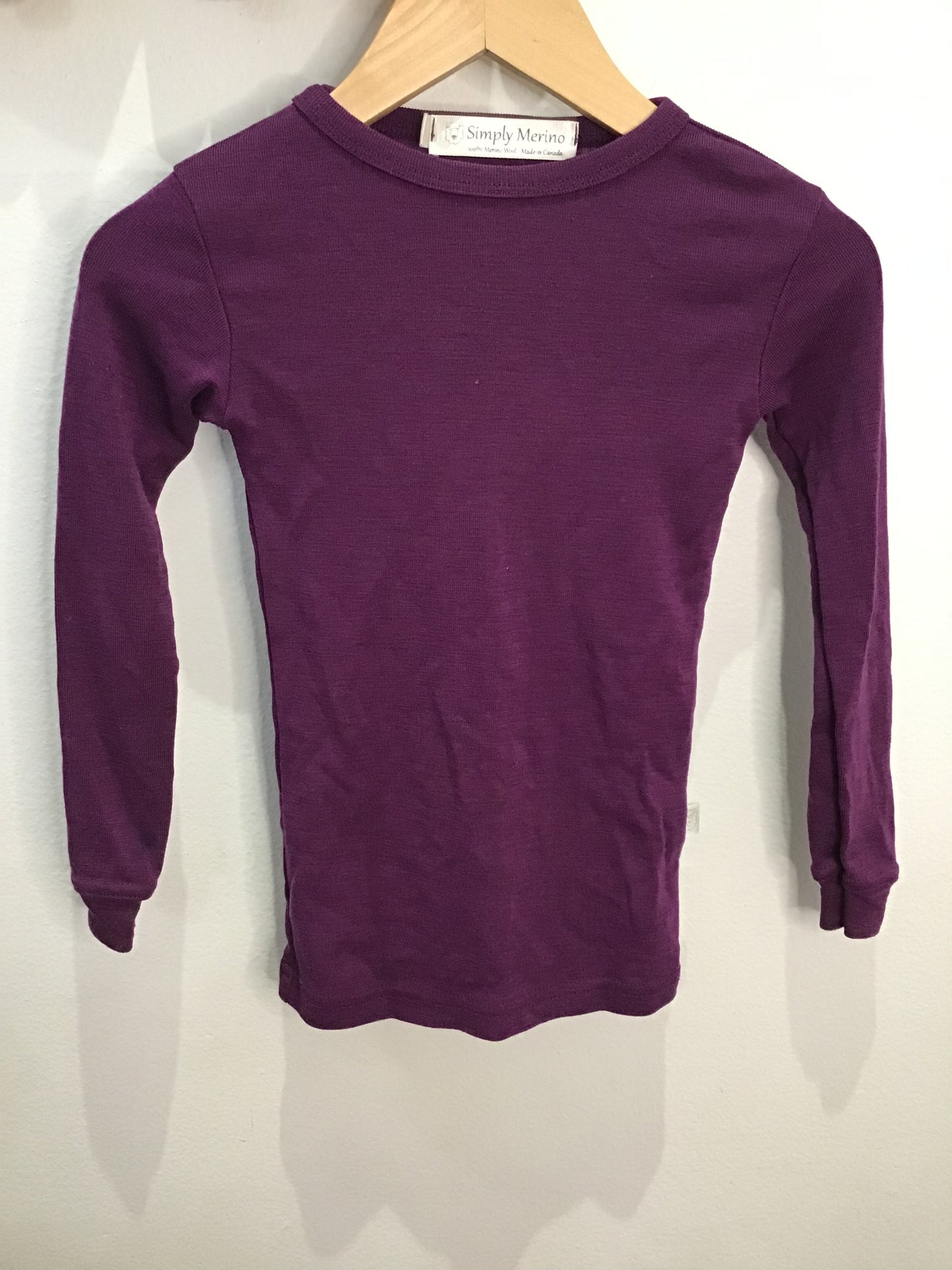 Simply Merino purple long sleeve 4y (100% merino wool)