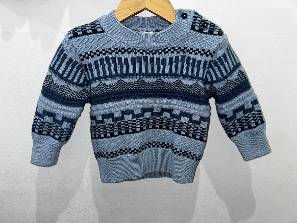 Blue print sweater  6-12m