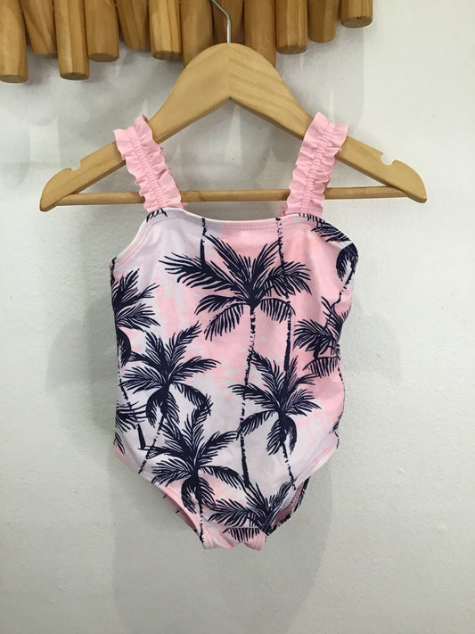 Pink palm swimsuit 9-12m