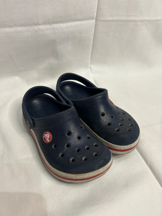 C10-11 blue and red Crocs