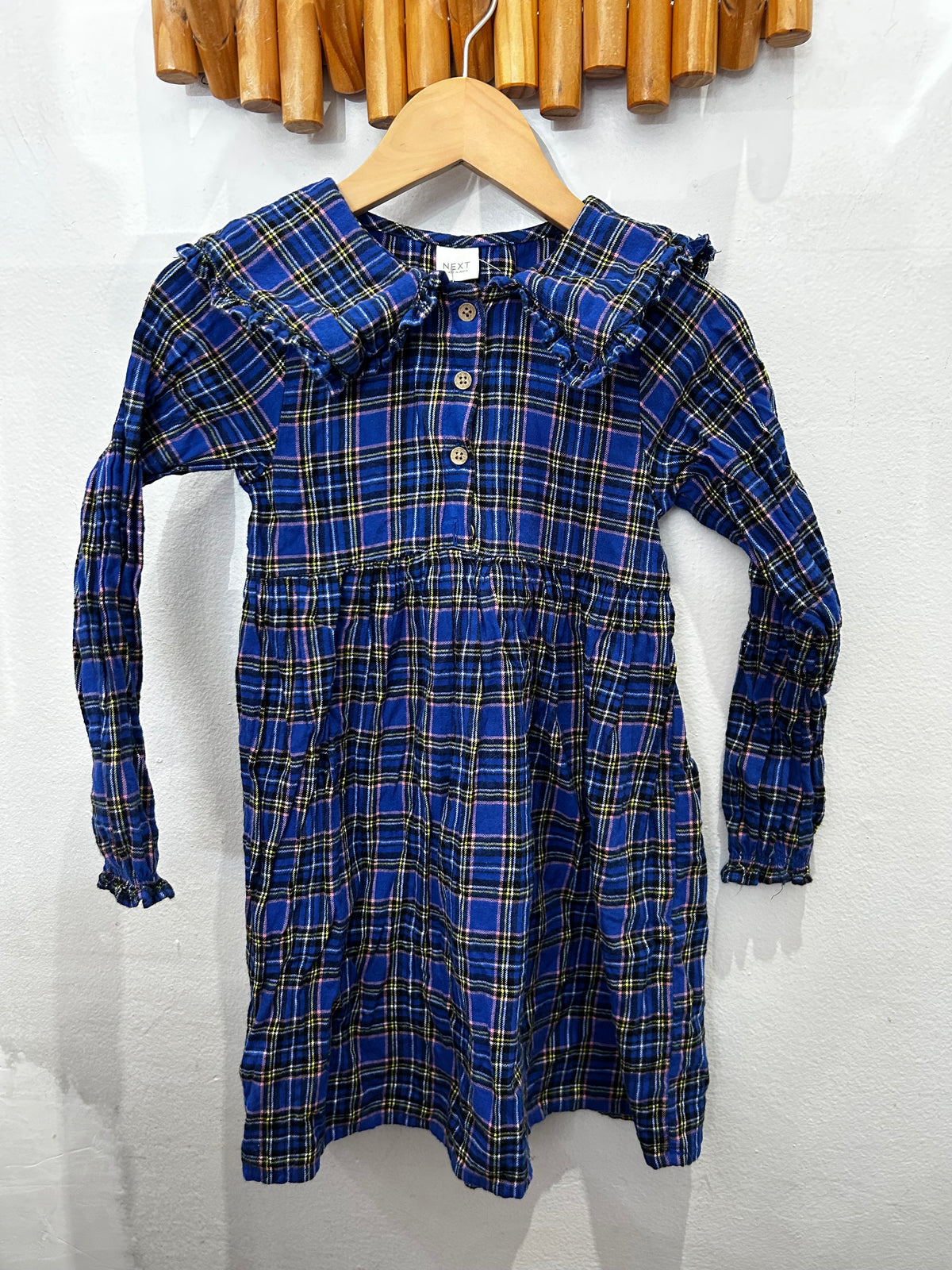 Blue checkered collared dress 5-6y