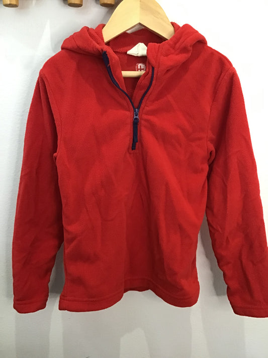 Red quarter zip fleece hoodie 5-6y