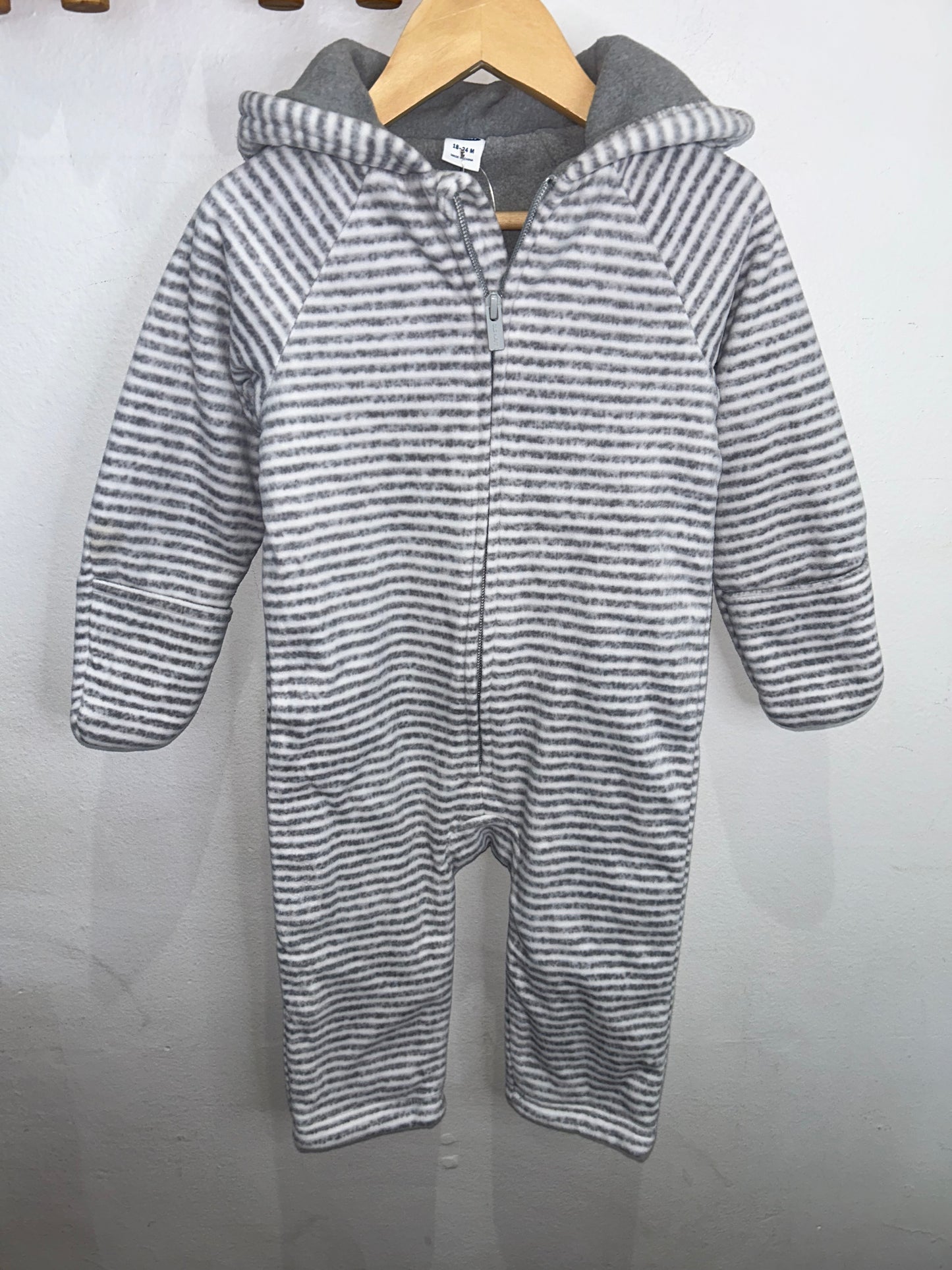 Fleece striped bunting 18-24m NEW