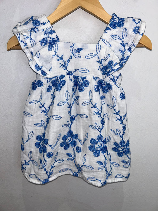 Blue embroidery dress 9-12m