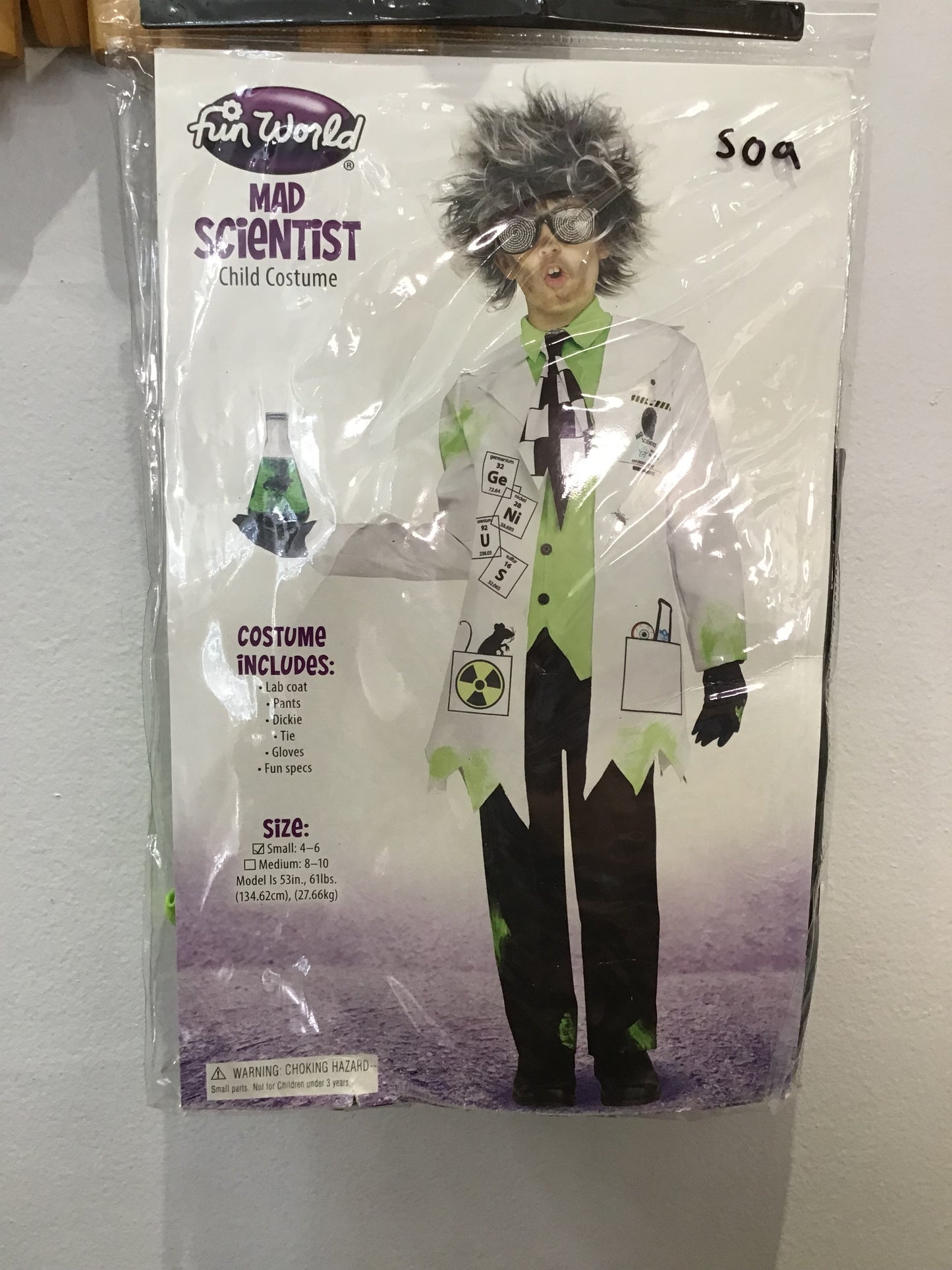 Mad scientist costume 4-8y