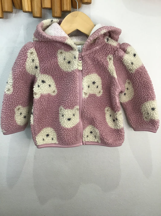 Lavender fleece bear sweater 9m