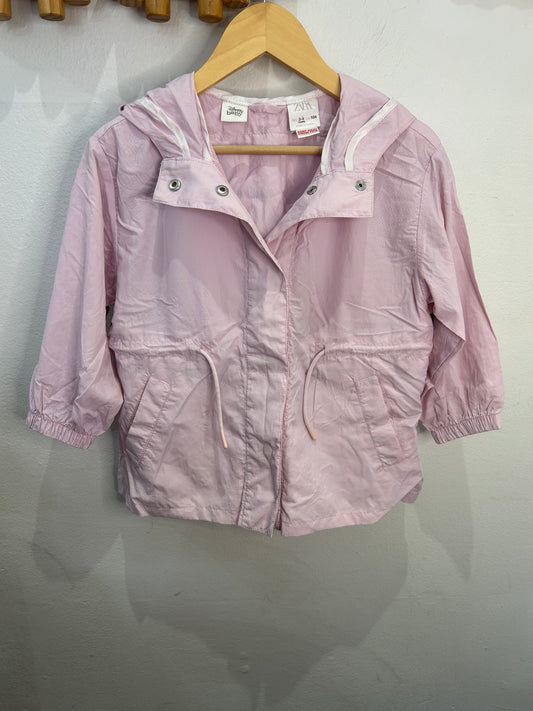 Pink packable rain jacket 3-4y