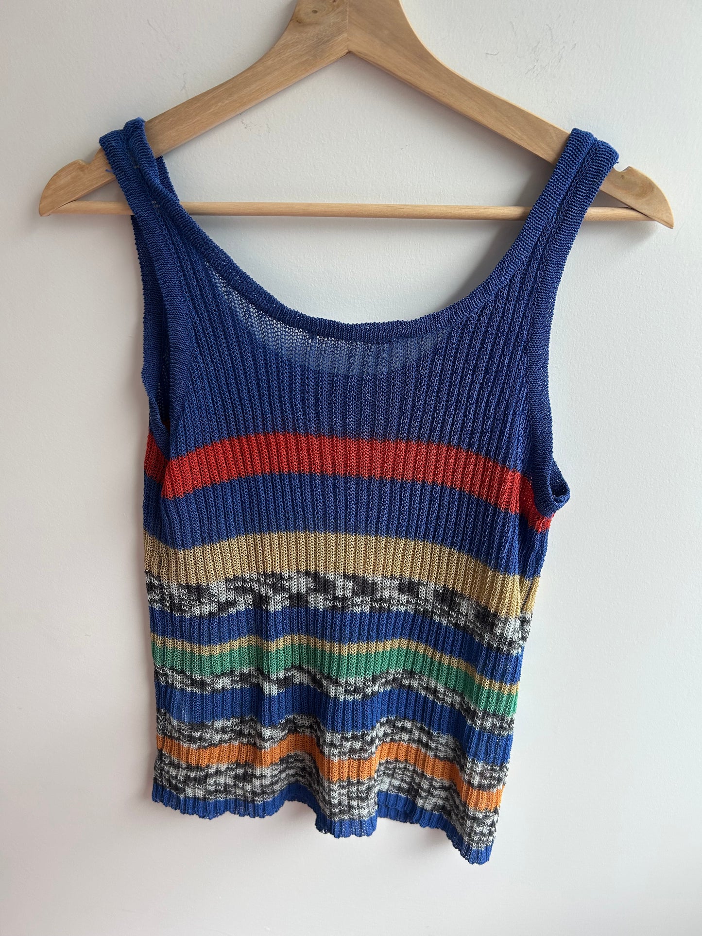 Blue sheer knit tanktop M