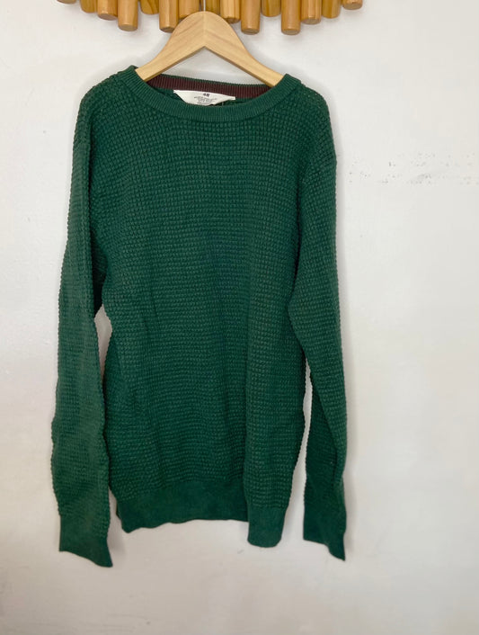 Green waffle sweater 8-10y NEW