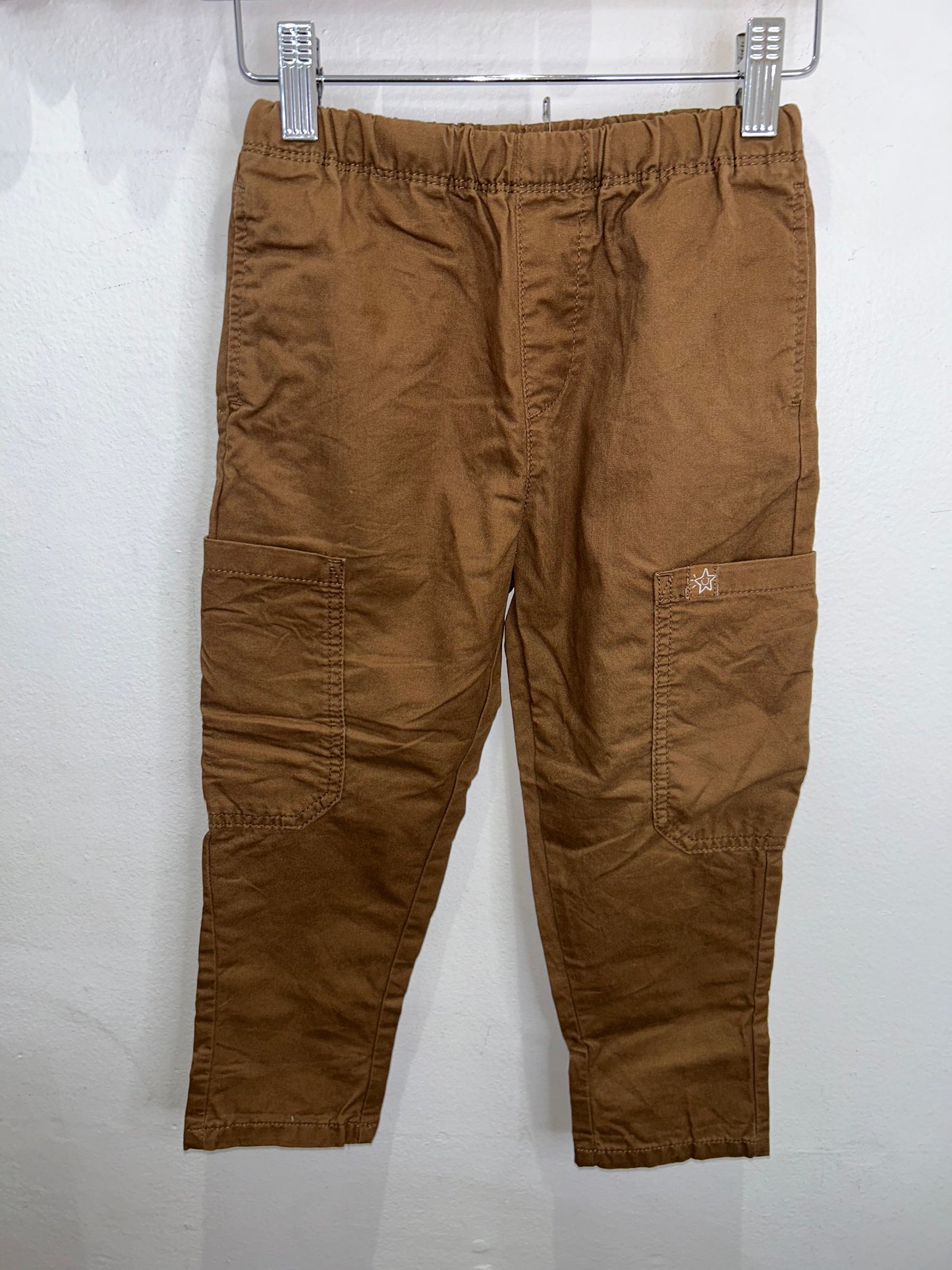 Brown draw string cargo pants 3-4y