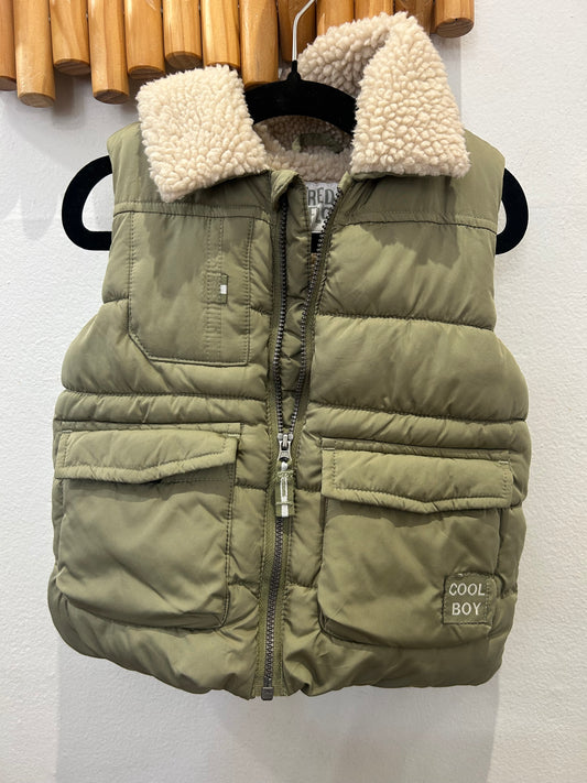 Olive puffer vest 12-18m