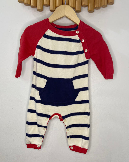 Red sleeves sweater romper 3-6m