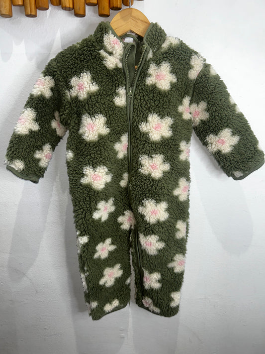 Green floral fleece bunting 12-18m