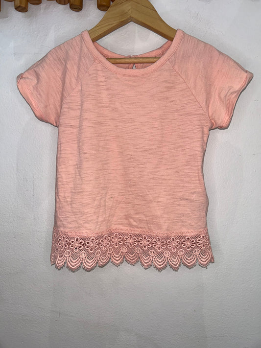 Pink lace detail tee 4y