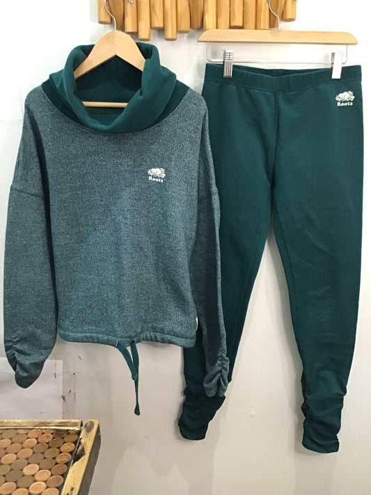 Teal Roots skinny joggers 11-12y