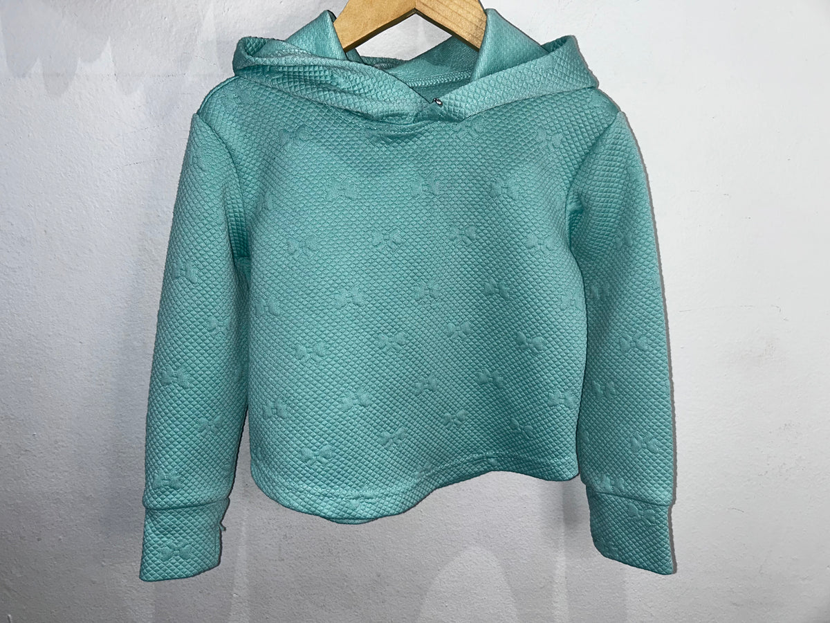 Teal bows hoodie 2y